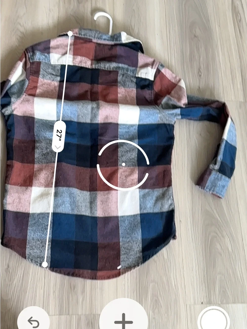 Free Planet Plaid Flannel Button Down Shirt Size S Rust Burgundy Blue Cotton